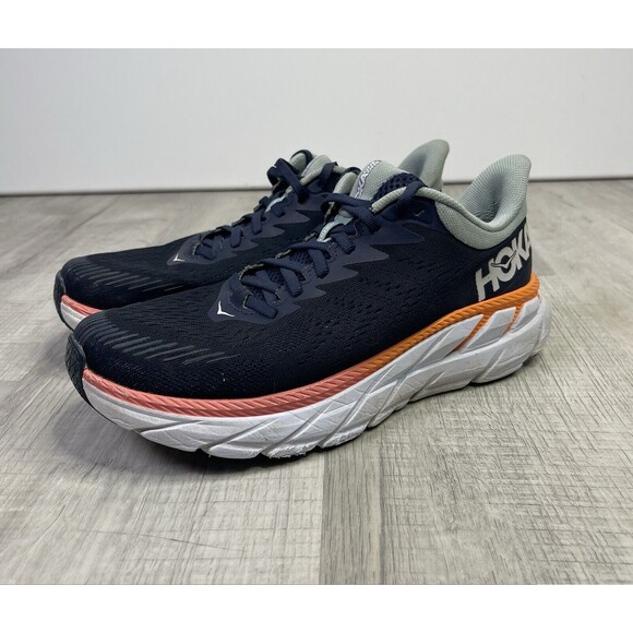 Hoka Shoes Womens 8 Pink Clifton 7 Running Athletic Walking Sneakers Trainers F - Picture 1 of 9